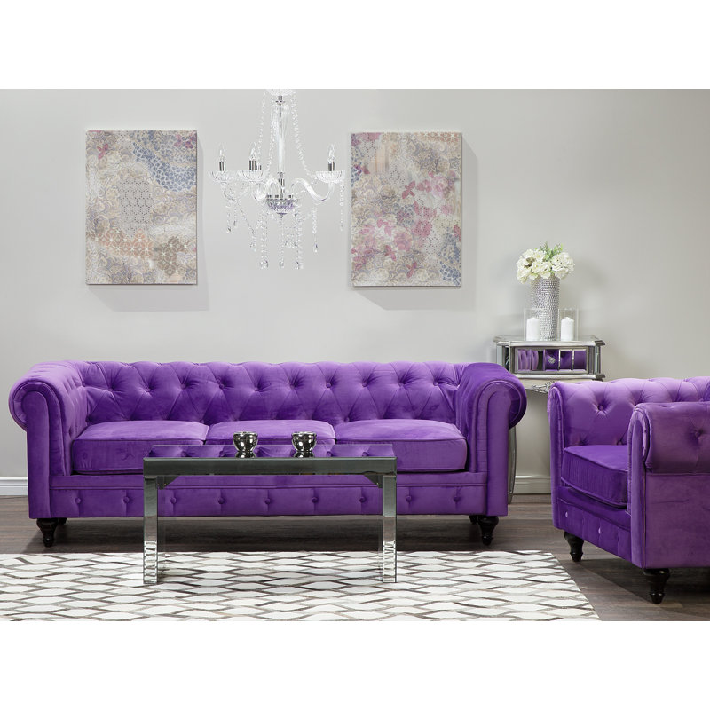 Streeter 3 Seater Velvet Sofa, Purple