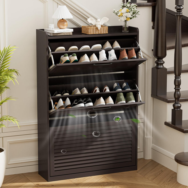 24 Pair Shoe Storage Cabinet, Cafe