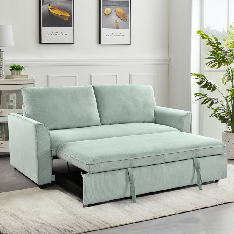 Causeuse-lit futon avec dossier réglable Sriram, Vert clair