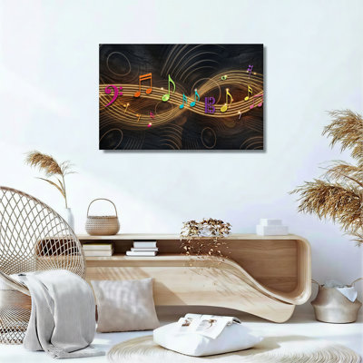 Ensemble de 1 tableau sur toile avec notes de musique