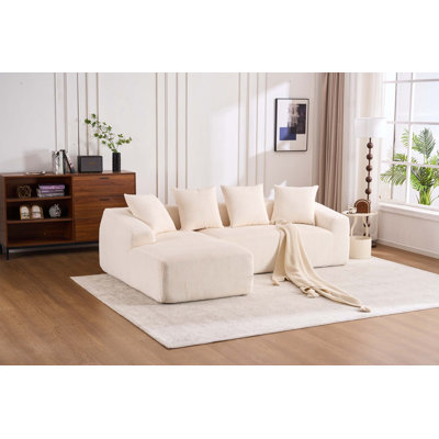 Versatile Corduroy Sofa with Chaise and Pillows for Home Comfort