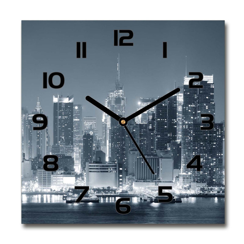 Igenia Glass Wall Clock, Black/Grey