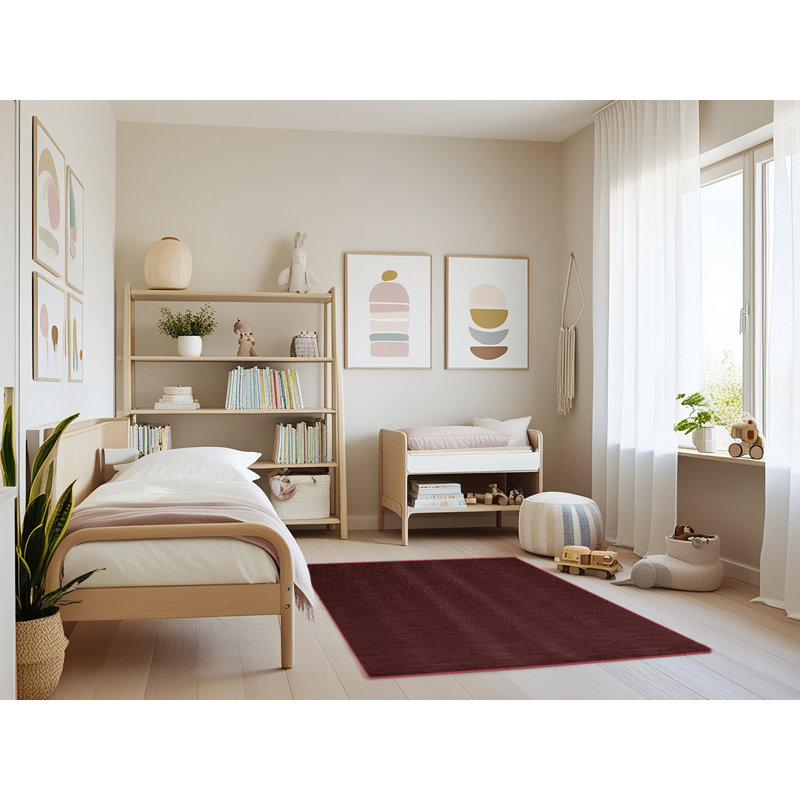Machine Washable Solid Brown Area Rug, Rectangle 3' x 5'