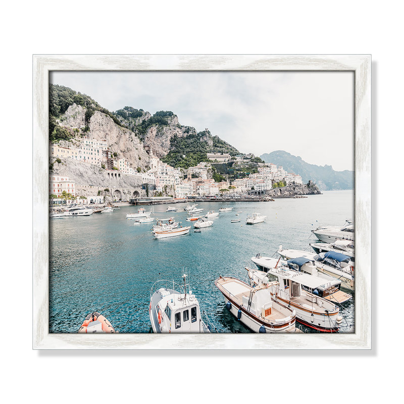 Imprimé Amalfi , L 15 po x H 13 po, Grain de bois blanc, Impression encadrée
