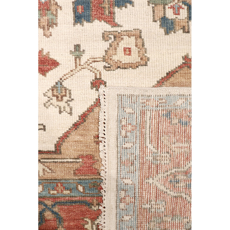Serapi Hand Knotted Wool Oriental Area Rug in Ivory / Rust, Rectangle 9'8" x 13'10"