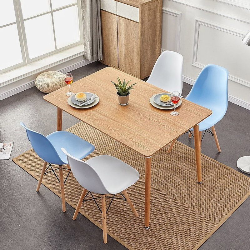 19'' H Side Chair, Blue, Natural