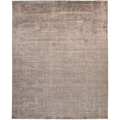 Tapis taupe / ivoire touffeté à la main Osage