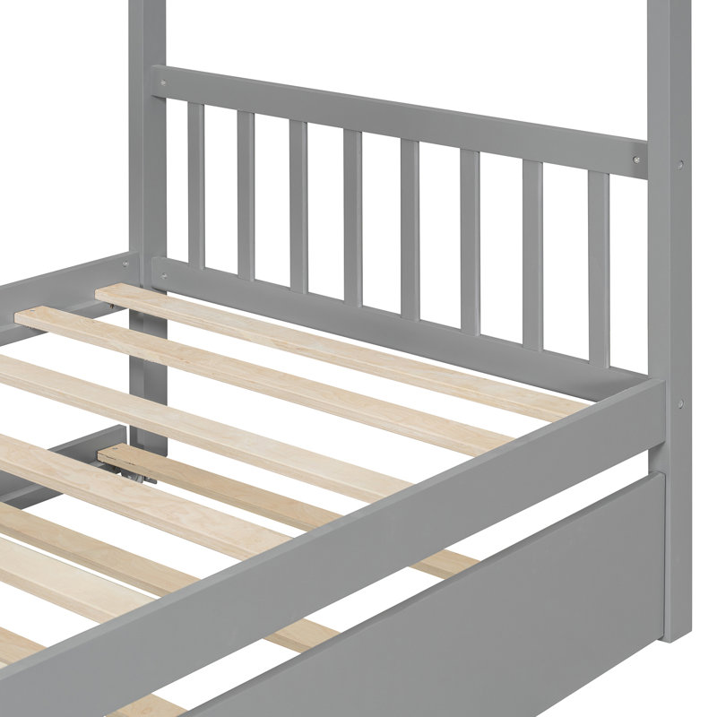 Lit gigogne en bois, gris, Lit simple