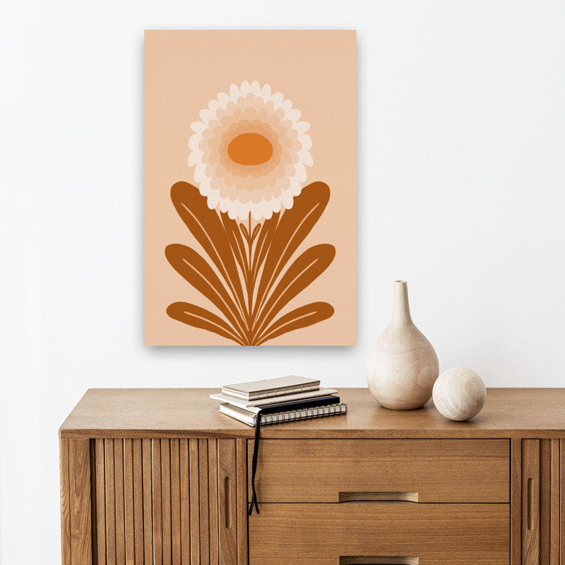 Boho marguerite abstraite minimaliste moderne marguerite moderne fleur art mural, 18" H x 12" W