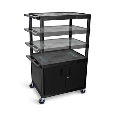 Tuffy Multi-Height Open Shelf Table AV Cart with Locking Cabinet -  Luxor, LEDUOC-B