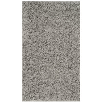 Ashleigh-Marie Solid Color Machine Woven Polypropylene Area Rug in Light Gray