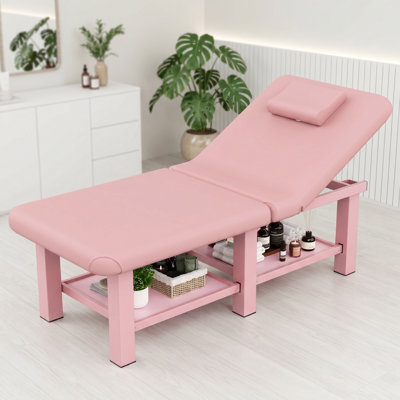 75" Professional Massage Table, Comfortable PU Leather Folding Table, Massage Bed With Adjustable Backrest And Head Pillow
