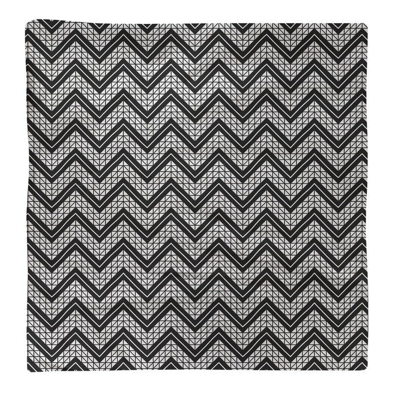 Serviette en coton à motif à chevrons à la main Stephenie, Noir clair, 10 po x 10 po