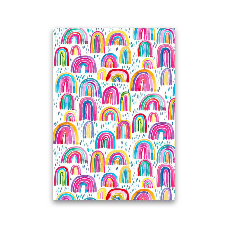 Cute Watercolor Rainbows - Print, 30cm H x 21cm W x 1cm D, No Framed