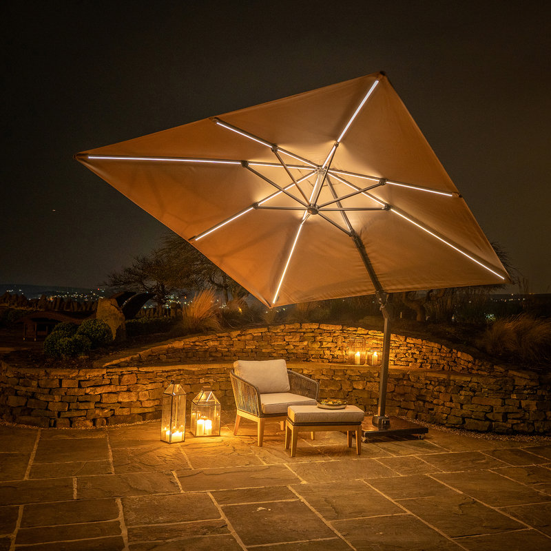 Aariyana 3m Square Parasol, Anthracite, Brown
