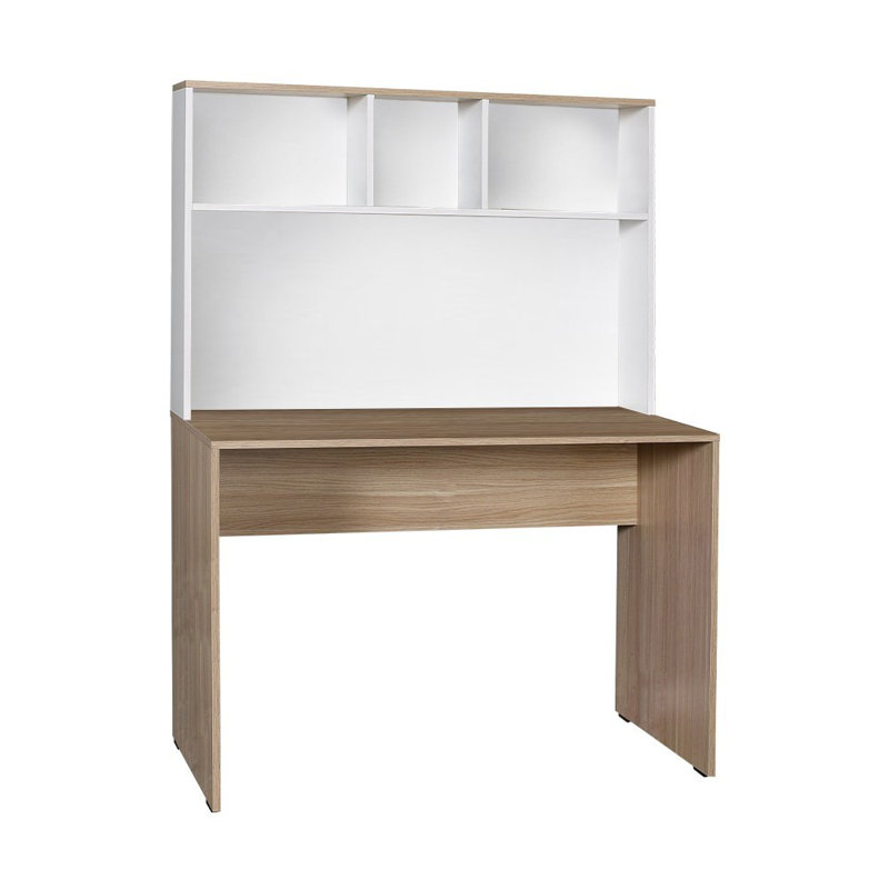 Modern Scandinavian Study Desk, Oak & White | 100% Melamine Coated Particle Board, Thickness: 0.6 inches | Sleek Design for Home Office & Study, Durable & Stylish Workspace Solution