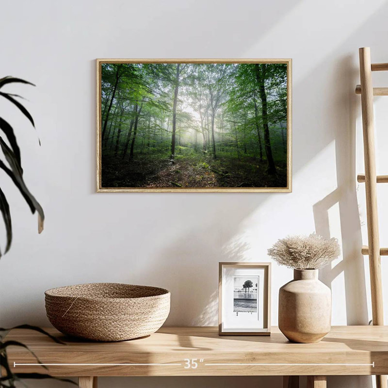 Lighting Forest II, 19 po x 13 po, Cadre flottant en bois naturel