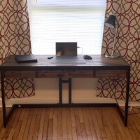 Gorlest Solid Acacia Wood Modern Industrial Desk Trent Austin Design Size: 31 H x 72 W x 24 D, Color (Top/Frame): Distressed Charcoal Brown/Matte