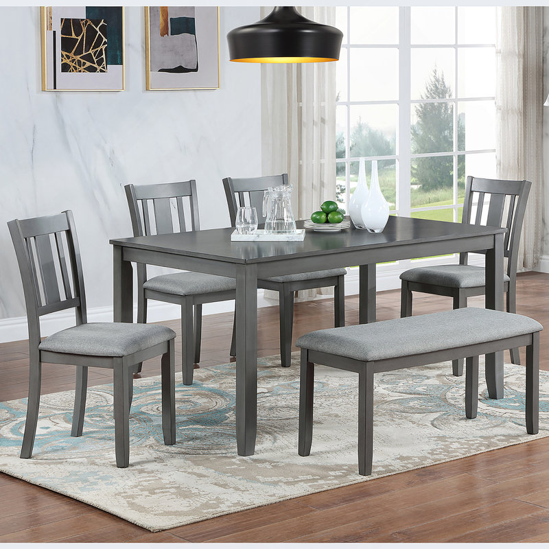 Ensemble de table de salle à manger de six articles, Gris, Gris
