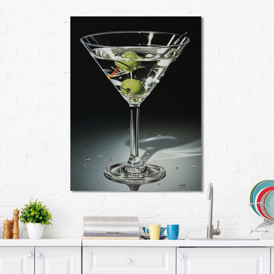 «Crystal Durty Martini With 2 Olives I», art mural cocktails