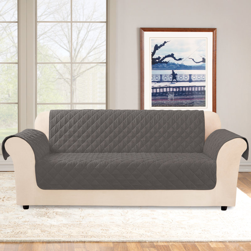 Gray Quilted Non-Slip Water Resistant Sofa Cover