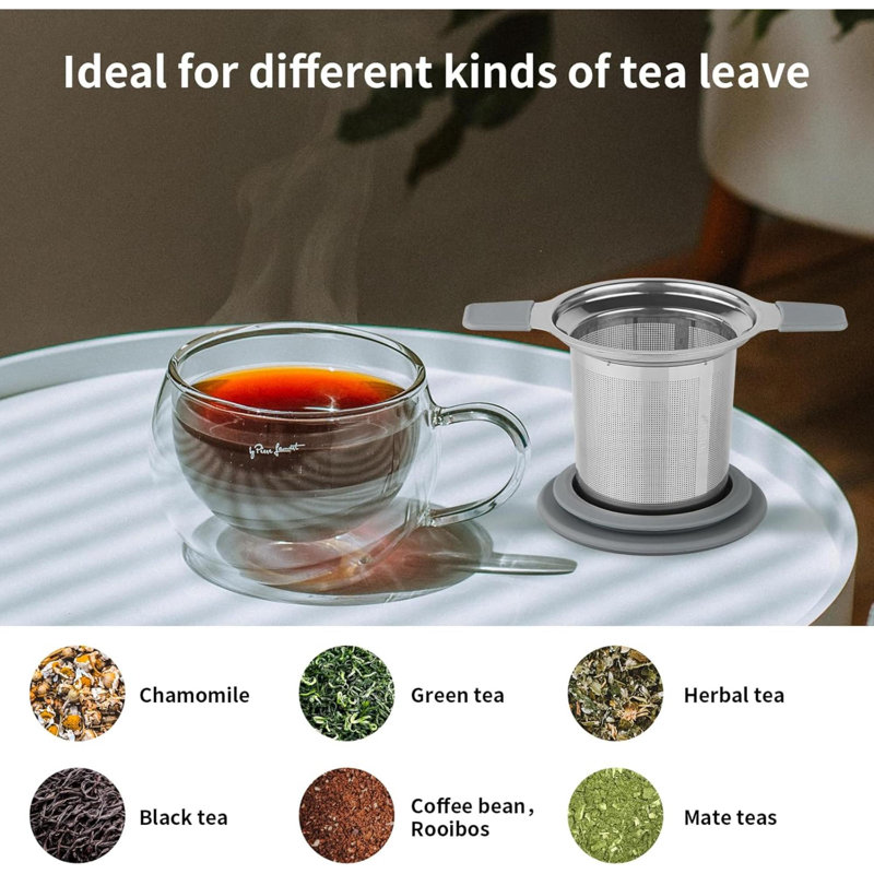 Crépines d'infuseur à thé, crépine à thé en acier inoxydable avec poignées doubles résistantes à la chaleur, infuseurs à billes en maille extra fine, filtre de support de diffuseur pour tasses