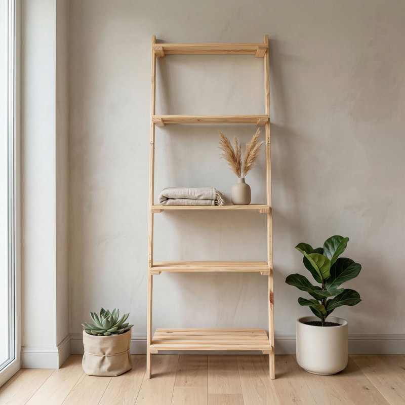 5-Tier Ladder Shelf Unit, Pre-Sanded Paintable Pine, Garage & Home