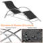 Ensemble de chaises longues de patio 3 pièces avec 2 fauteuils inclinables réglables en aluminium et table d'appoint, chaises de piscine extérieures empilables pour jardin