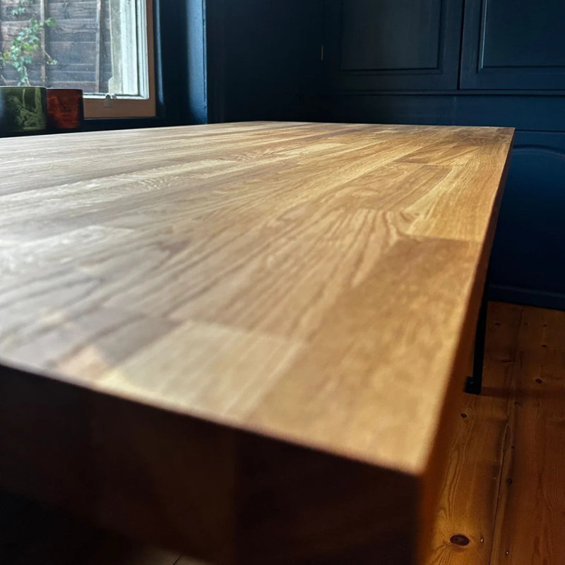 Solid Oak Office Desk - Chunky X Legs, 76cm H x 60cm W x 100cm D