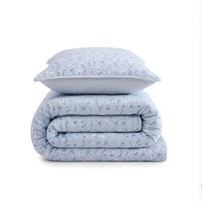 Tommy Hilfiger Boating Flags Cotton Reversible Blue Quilt Set