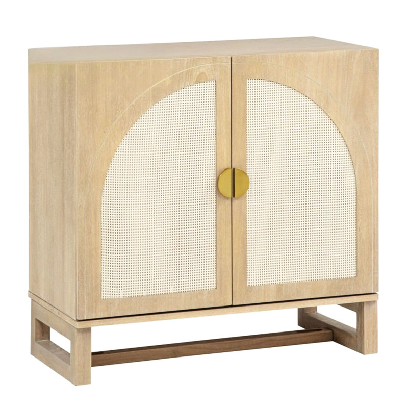 Armoire de rangement 1 porte arquée, ton de bois brun, portes à fermeture en douceur, buffet autoportant en bois de chêne, placage de qualité, pieds solides