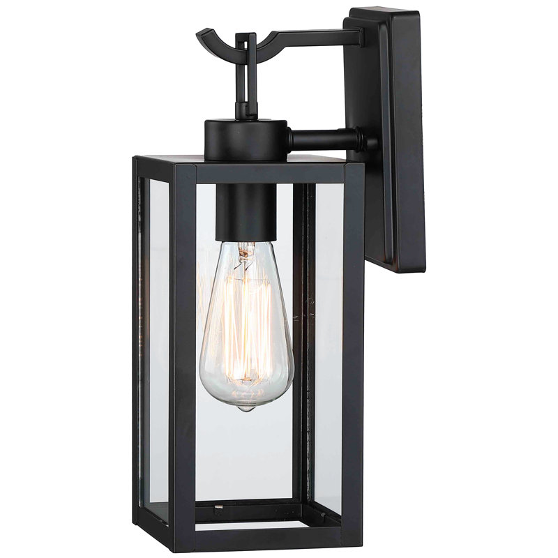 Schlesinger Matte Black Outdoor Wall Lantern, 34.7cm H x 12.7cm W x 16.7cm D