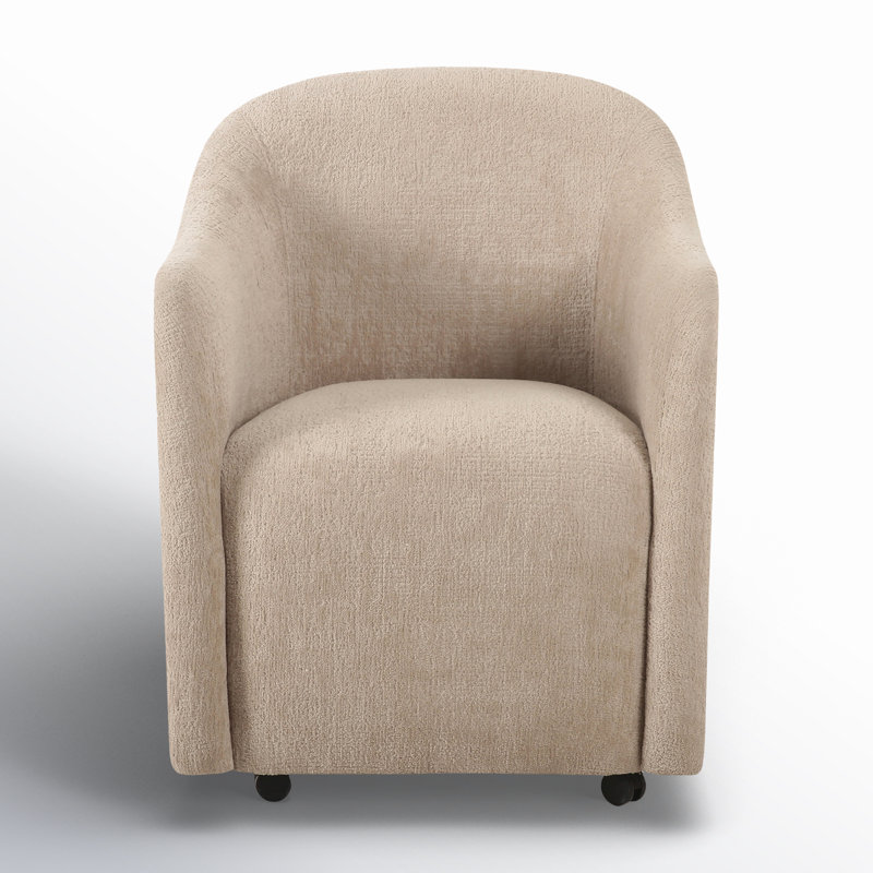 Denice Rolling Dining Arm Chair, Beige Performance Chenille