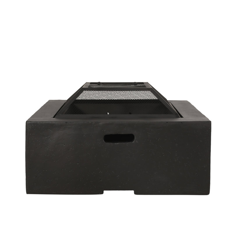 29" Square Magnesium Oxide Wood Burning Fire Pit In Dark Gray - Ideal For Outdoor Conversations, 28.92 In. X 17.59 In., 52.53 Lb Unit Gray, Happiness, Depth & Width, Height, Weight
