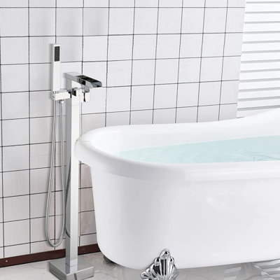 Robinet de baignoire pour salle de bain avec bec cascade et quincaillerie de fixation