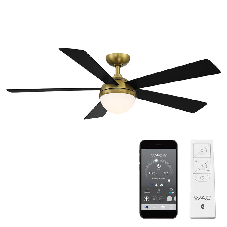 54" Eclipse 5 - Blade LED Smart Standard Ceiling Fan with Remote Control and Light Kit Included, Works With Google Assistant, Amazon Alexa, iOS and Android App