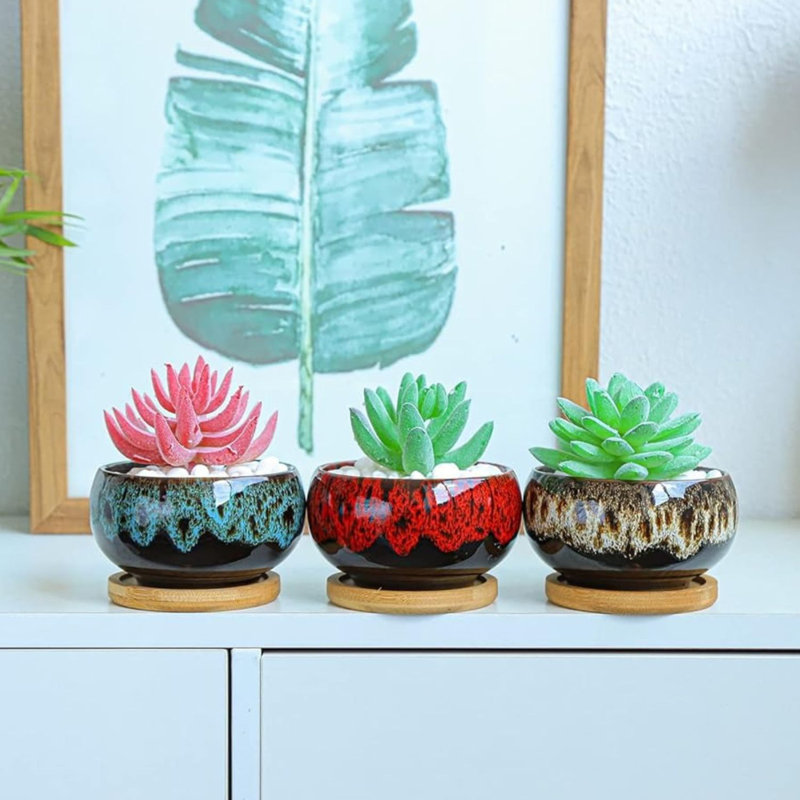 Ensemble de 5 pots ronds en céramique