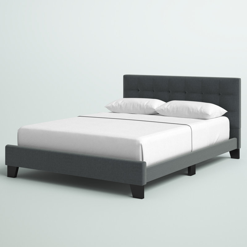 Lit plateforme tapissier Bigelow, Anthracite, Très grand