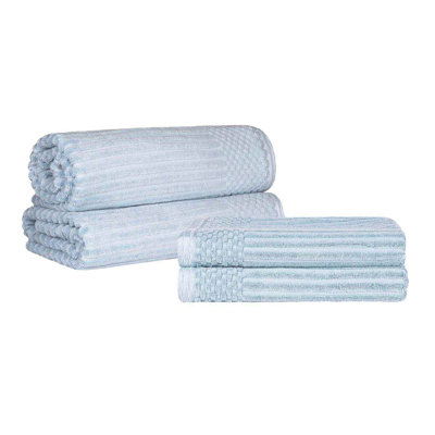 Ribbed Cotton Absorbent Heavy Weight 2 Pc Bath Sheet and 2 Pc Bath Towel Set