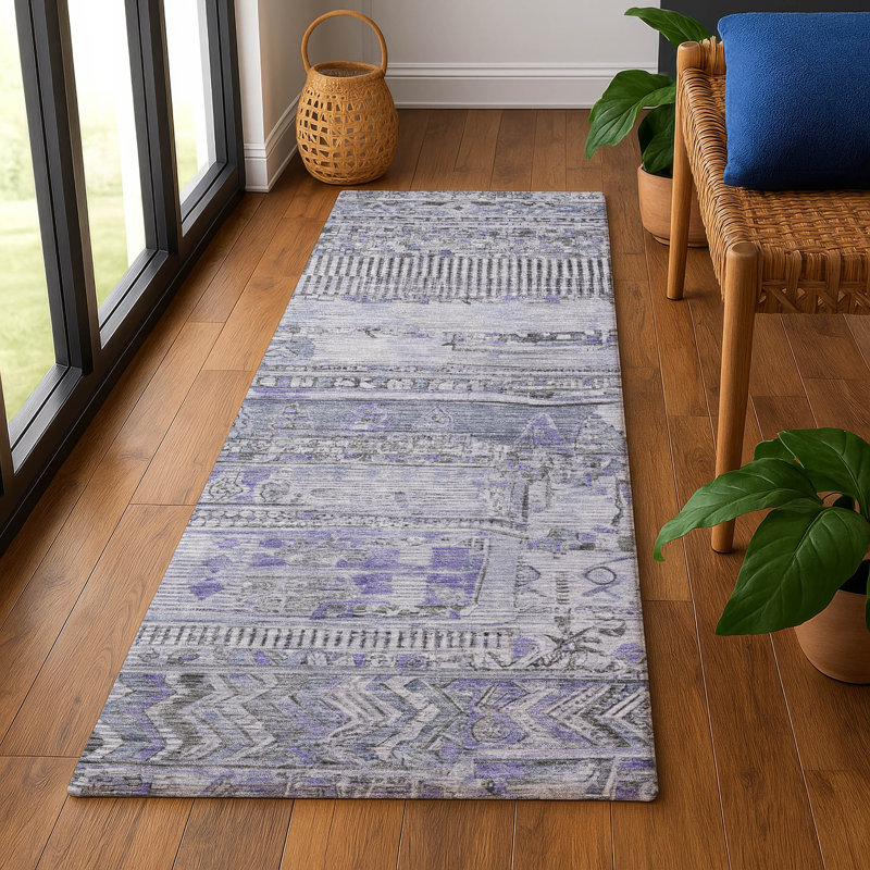 Premium Machine Washable Ashington AMF1835 Stripes Rug, Runner 2'3" x 7'6"