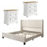 Ensemble de chambre à coucher 3 pièces pour très grand lit classique rétro et moderne californien, crème