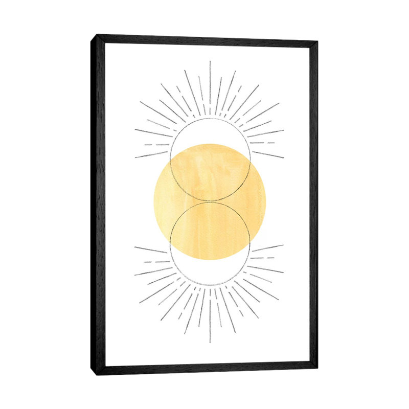 Mustard Yellow Sun, Abstract Art 1 Piece Wall Art on Canvas, 66.04cm H x 45.72cm W x 3.81cm D, Black Framed