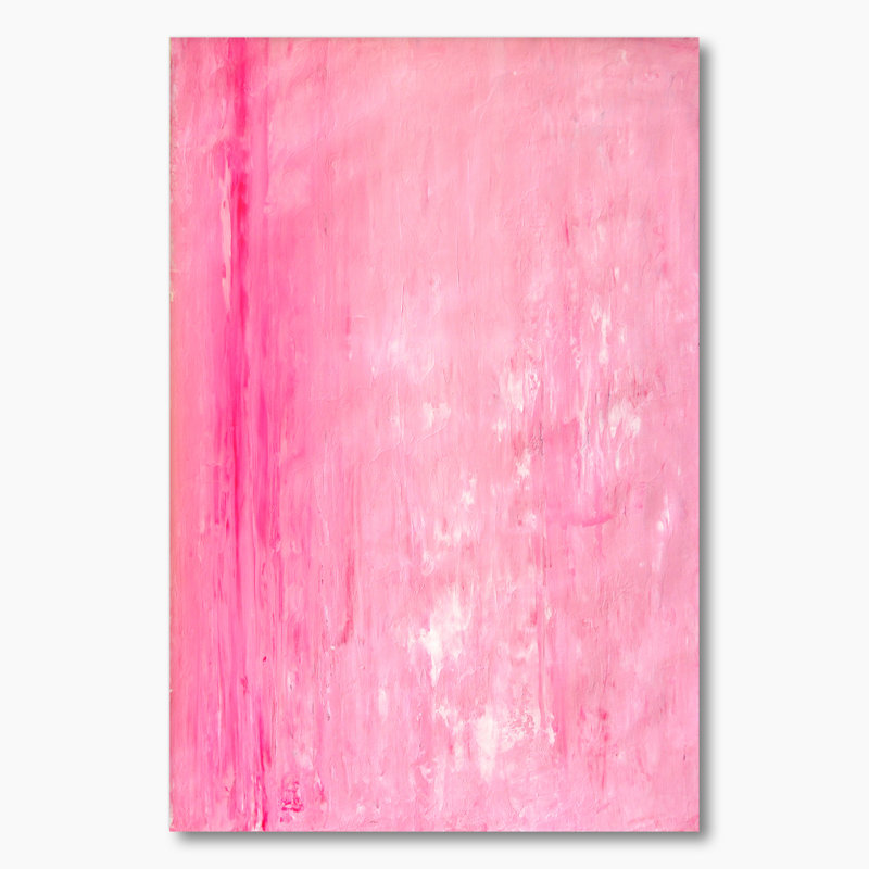 Rose et blanc abstrait, art mural moderne et contemporain sur toile, H 32 po x l 16 po x P 1 po, Toile tendue