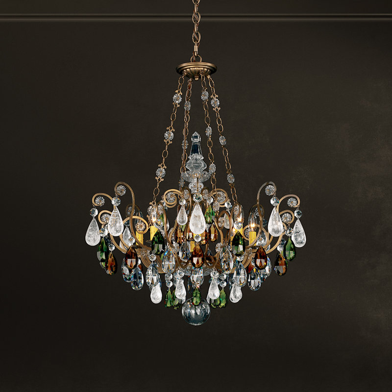 Renaissance 8 - Light Glass Chandelier, Etruscan Gold / Combination of Olive and Smoke
