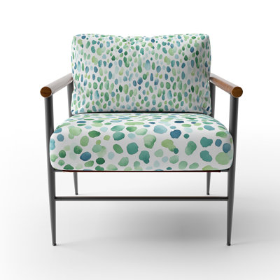 Modern Upholstered Chair - green wash dot Blue Arm Chair