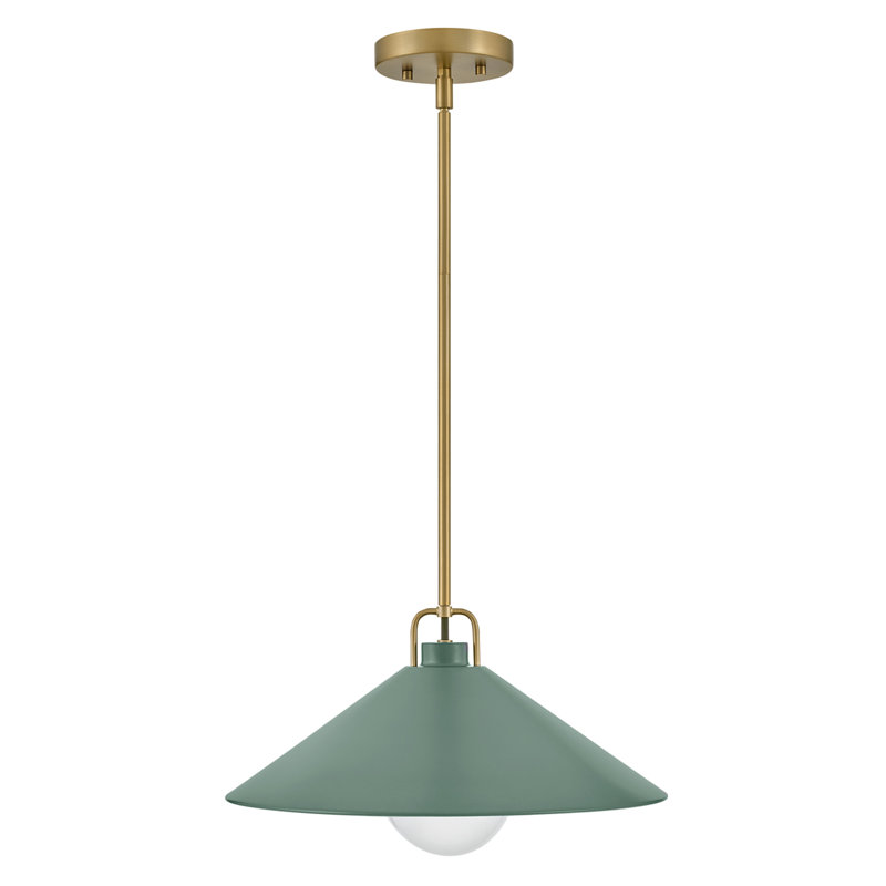 Luminaire suspendu conique à 1 lumière Zoë, Vert sauge