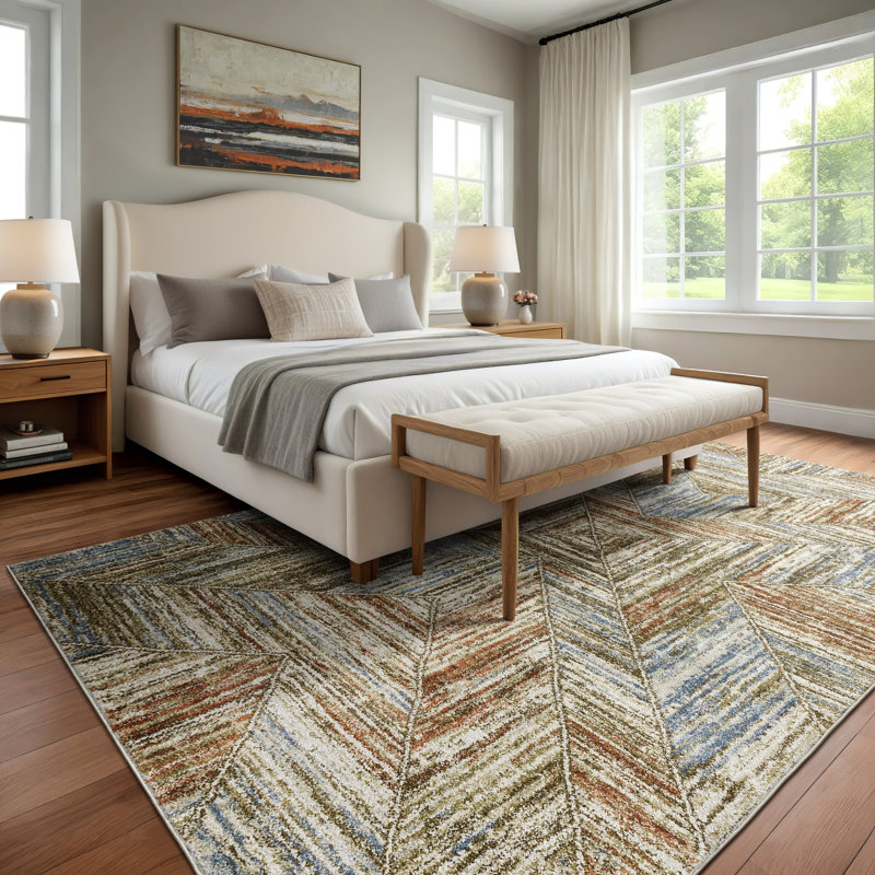 Tapis bleu / rouille Genesis, Tapis de couloir 2 pi 3 po x 7 pi