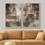 «Grunge Abstract Paint Effect Mid-Century Dark Brown Stroke», reproduction sur toile 2 pièces-87607410-87607414