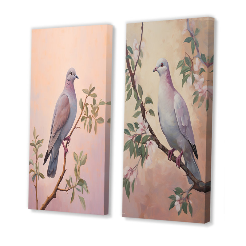 Ensemble de 2 impressions sur toile Dove, H 28 po x l 25 po, Toile tendue