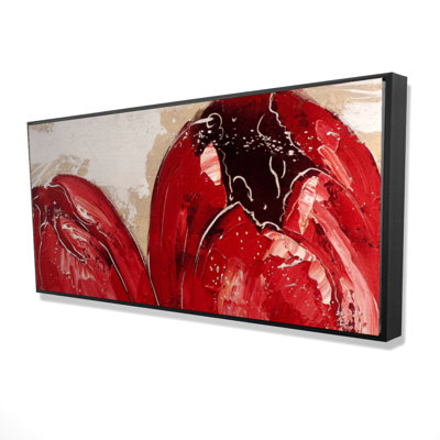 Two red tulips - 24"x48" Framed canvas